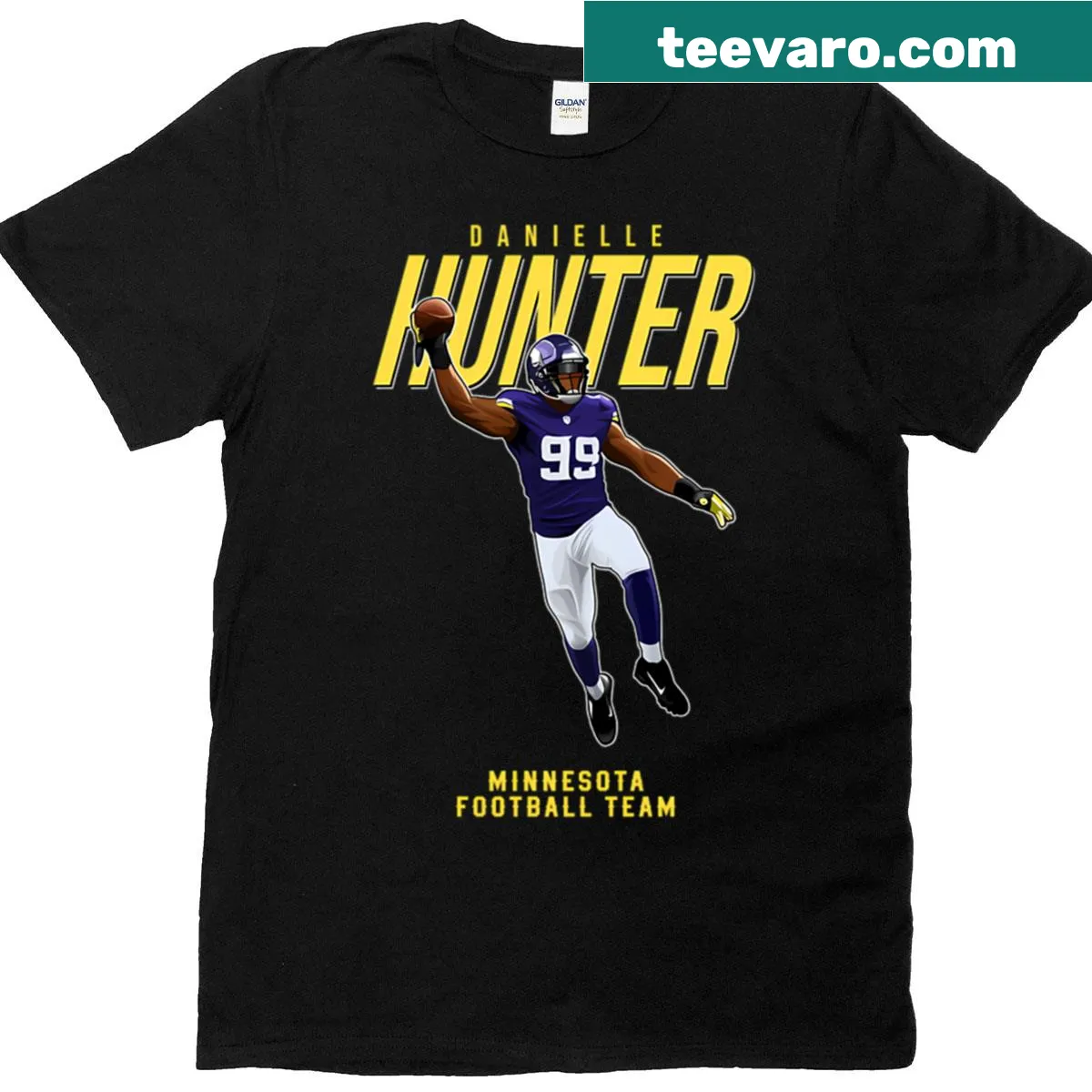 Minnesota football team T-shirt featuring Danielle Hunter's number 99 — on a men's t-shirt