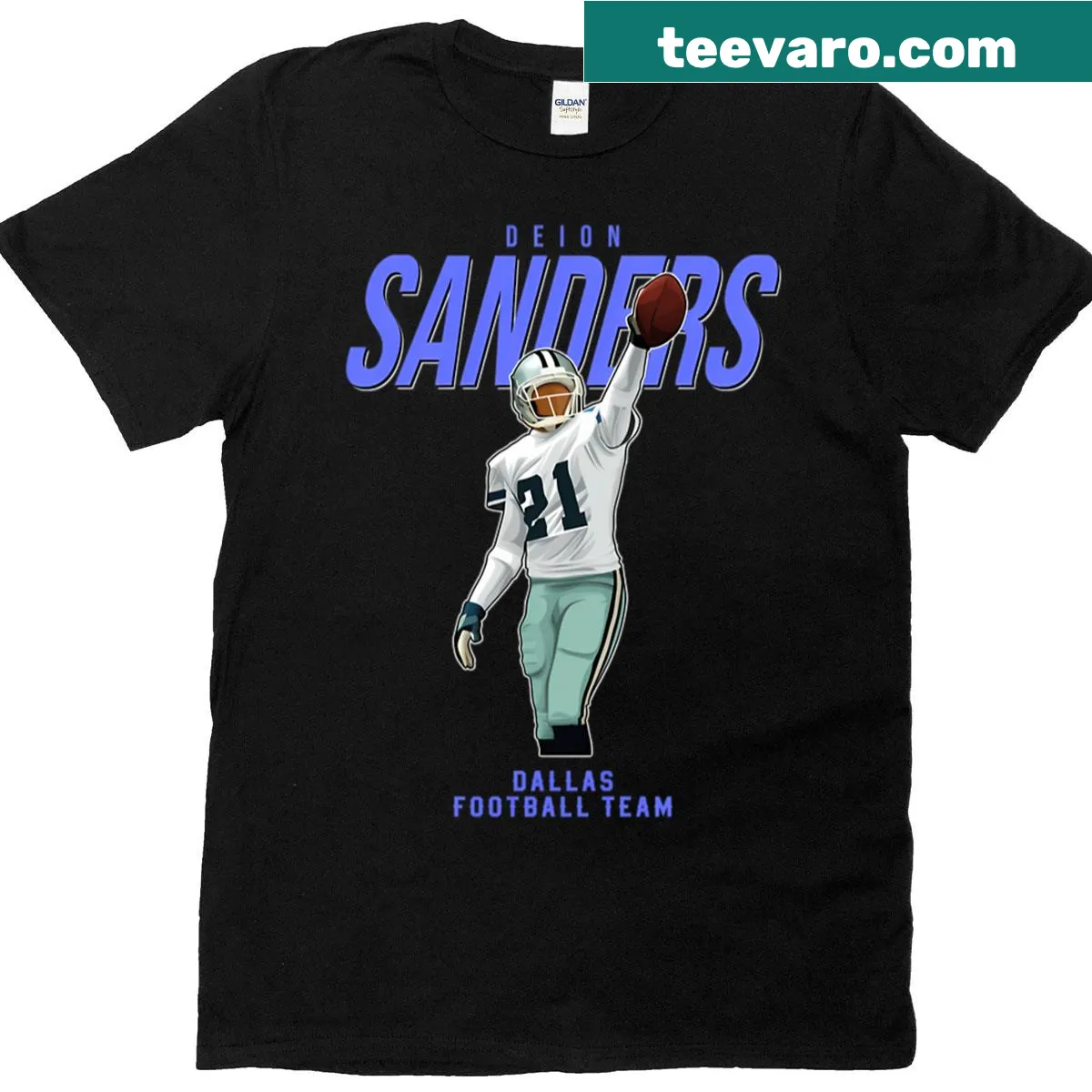 Deion Sanders 21 graphic T-shirt — on a men's t-shirt