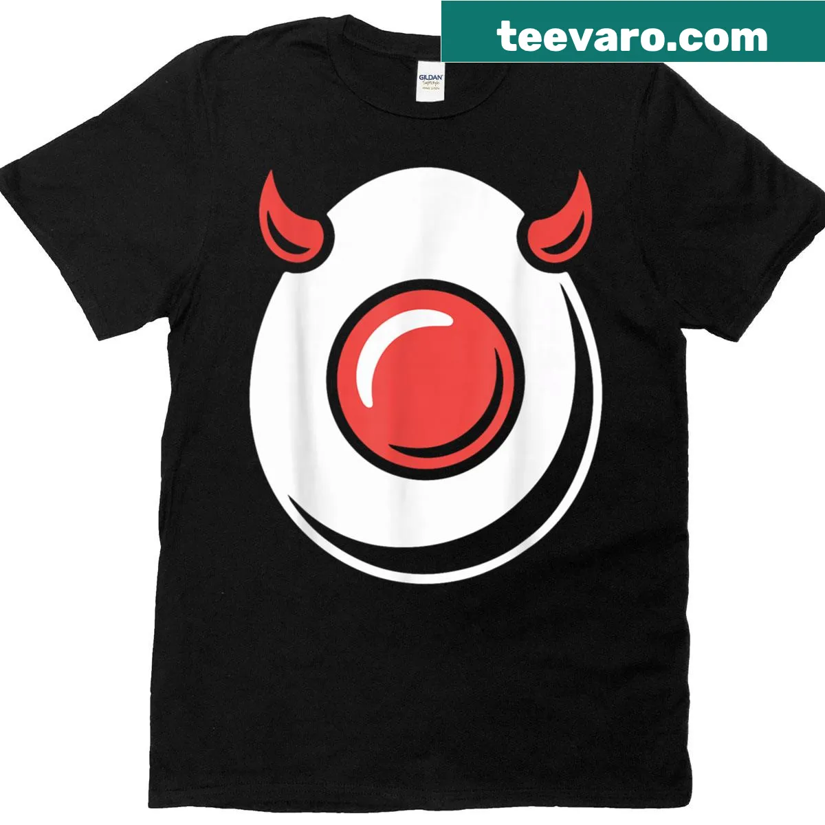 Cute deviled egg illustration on a Halloween costume t-shirt — on a men's t-shirt