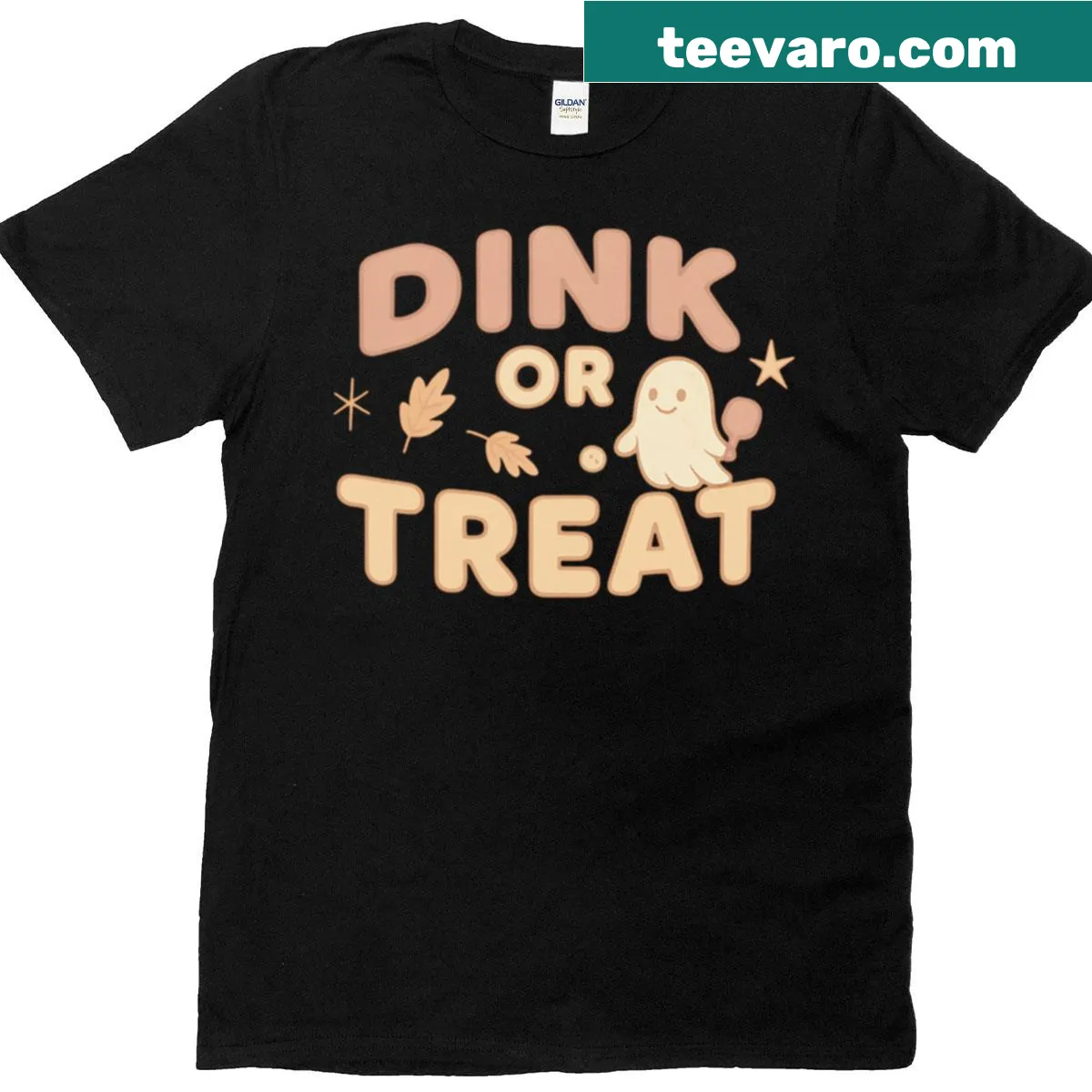 Fun 'Dink or Treat' pickleball graphic T-shirt for Halloween — on a men's t-shirt