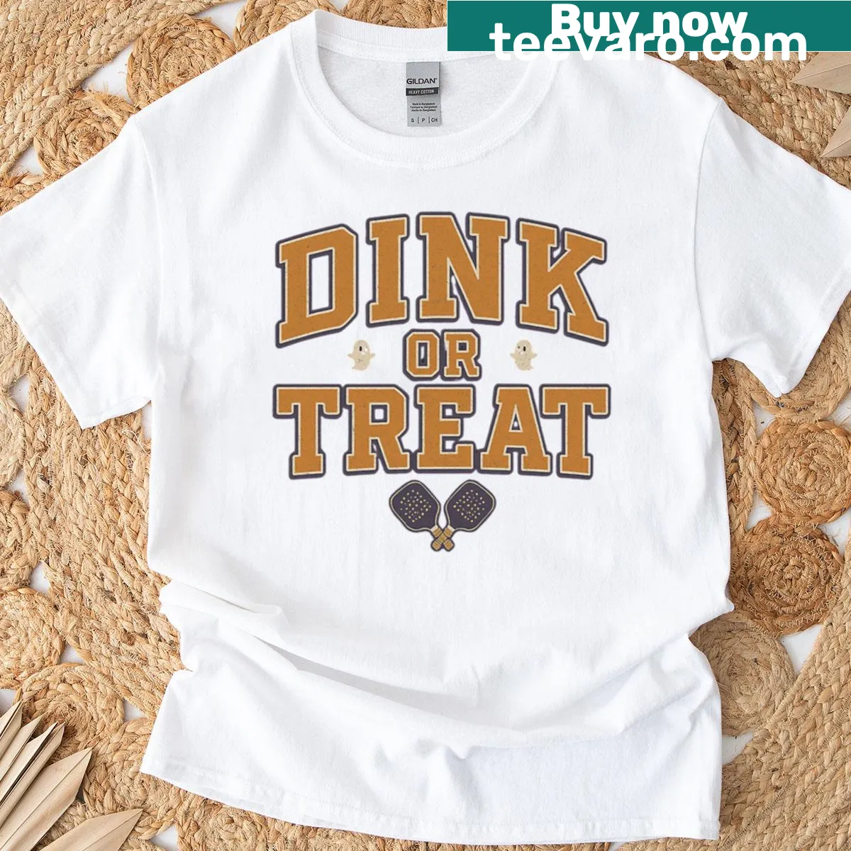 Funny retro pickleball Halloween design on a t-shirt — on a men's t-shirt