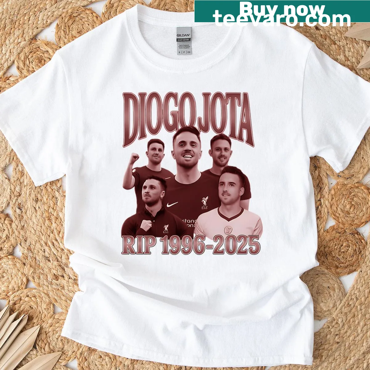 Tribute t-shirt featuring Diogo Jota's name and career years — on a men's t-shirt