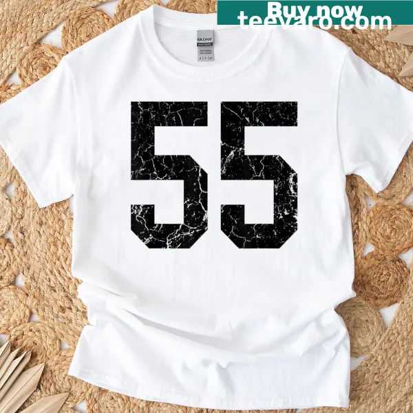 Distressed vintage-style jersey t-shirt featuring number 55