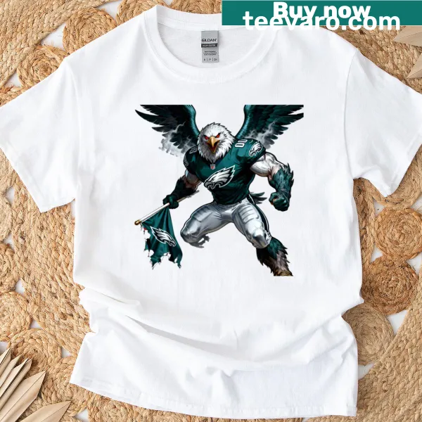 Eagle mascot design representing Philadelphia football on a T-shirt