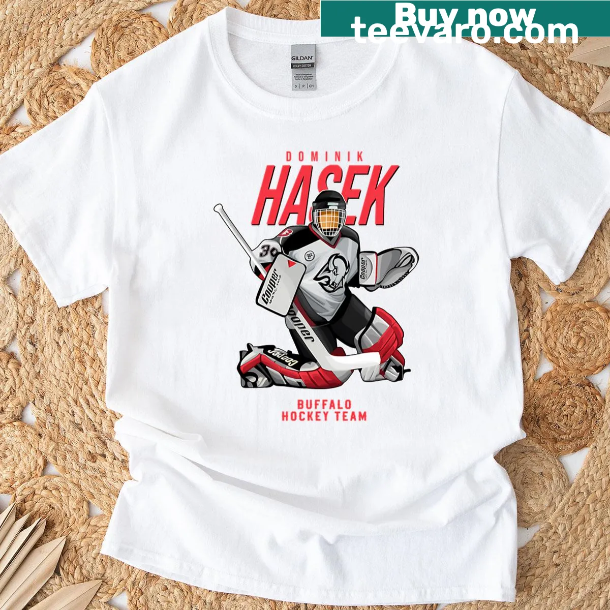 Buffalo hockey team T-shirt featuring Dominik Hasek's name and number 39 — on a men's t-shirt
