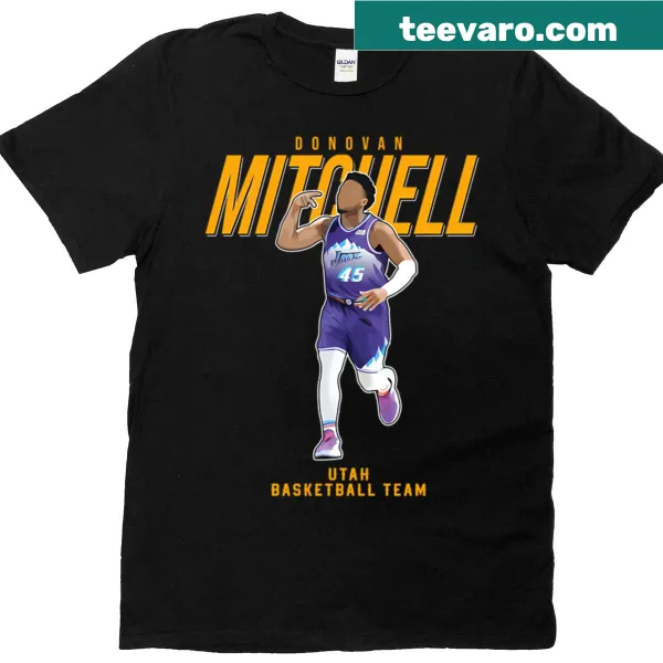 Donovan Mitchell 45 Utah basketball T-shirt with player illustration