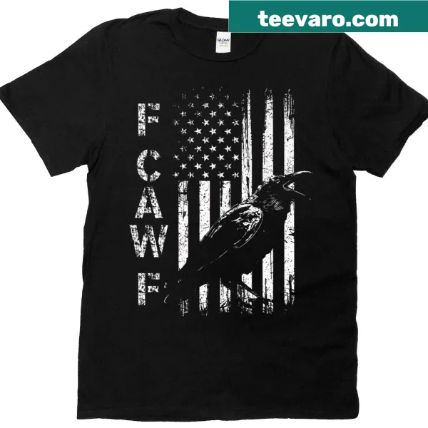 Grunge style T-shirt featuring crow and American flag design