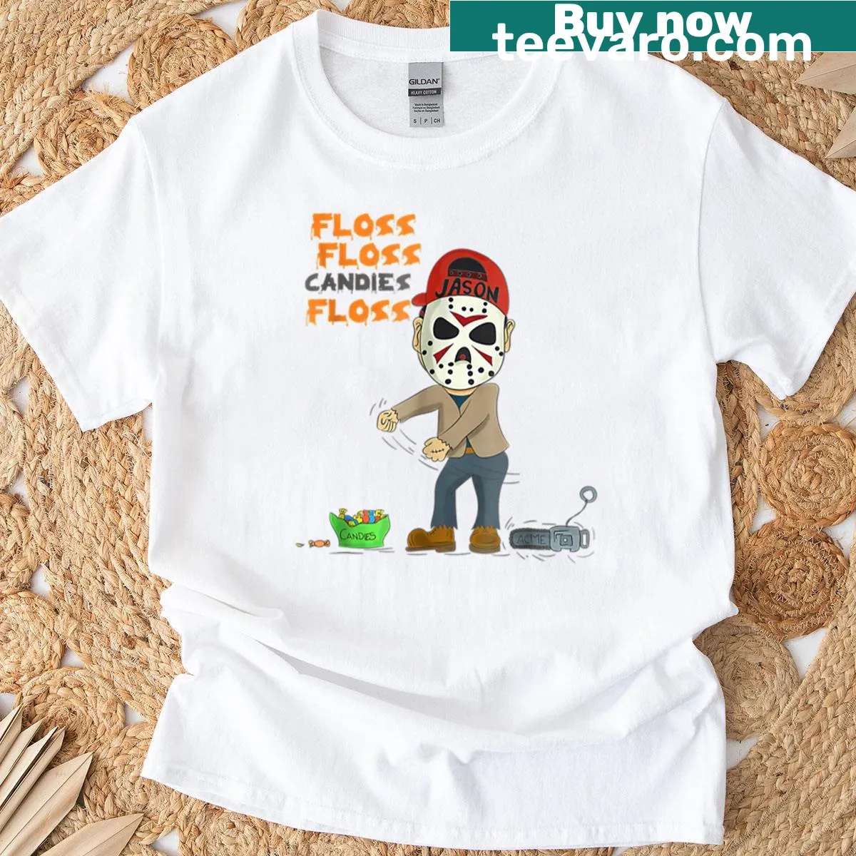 Text design 'Floss Or Get Flossed' on a humorous T-shirt — on a men's t-shirt