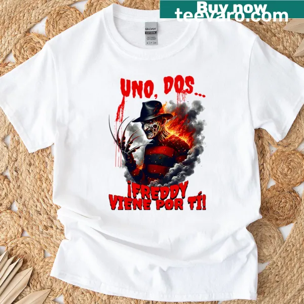 Freddy Krueger horror design with famous phrase on T-shirt