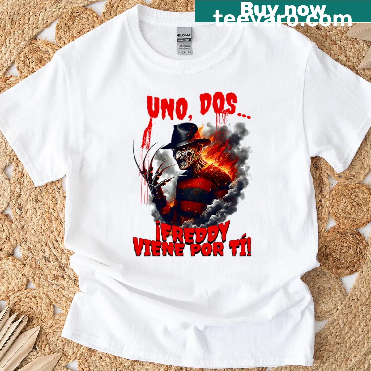 Freddy Krueger horror design with famous phrase on T-shirt — on a men's t-shirt