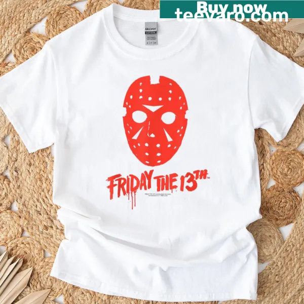 Red mask design from Friday the 13th on T-shirt