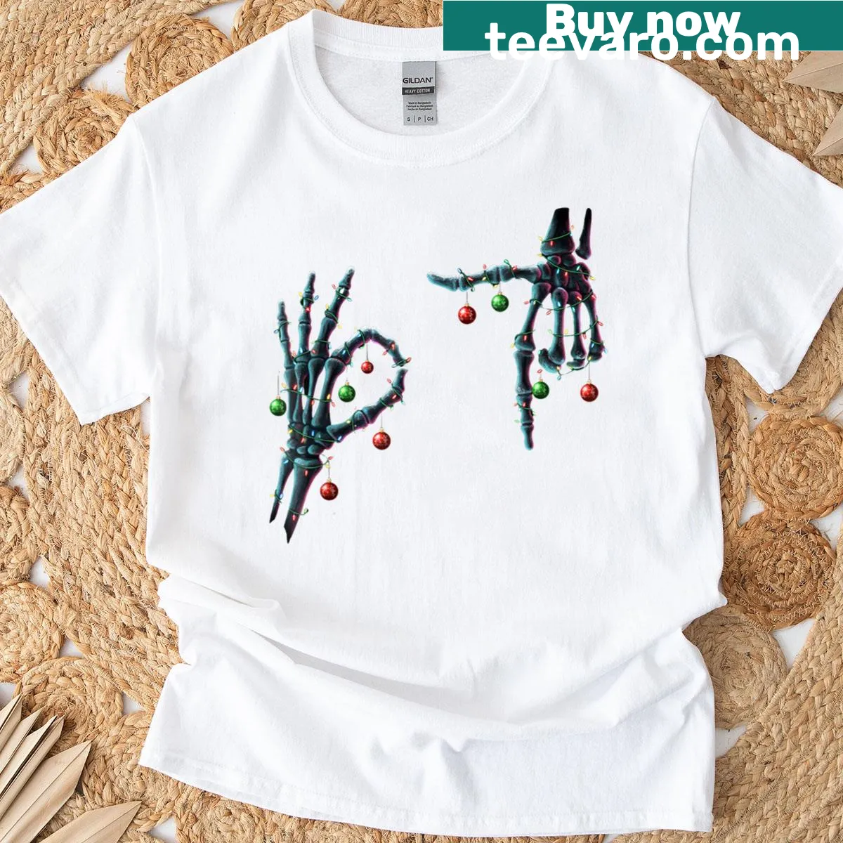 Funny Christmas t-shirt for kids featuring meme skeleton design — on a men's t-shirt