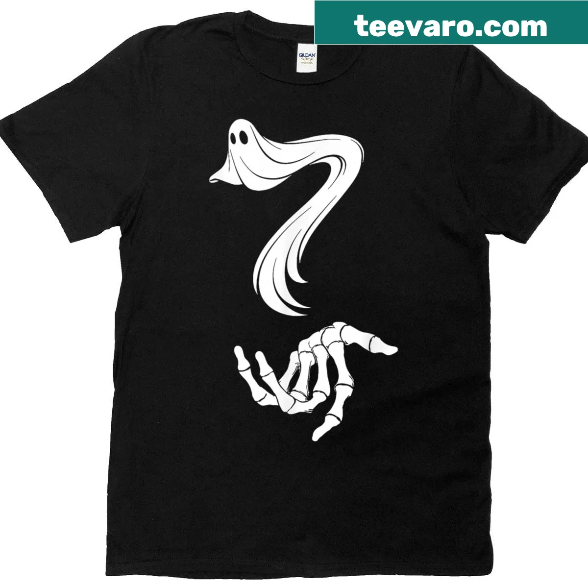 Matching ghost design for couples on Halloween t-shirts — on a men's t-shirt