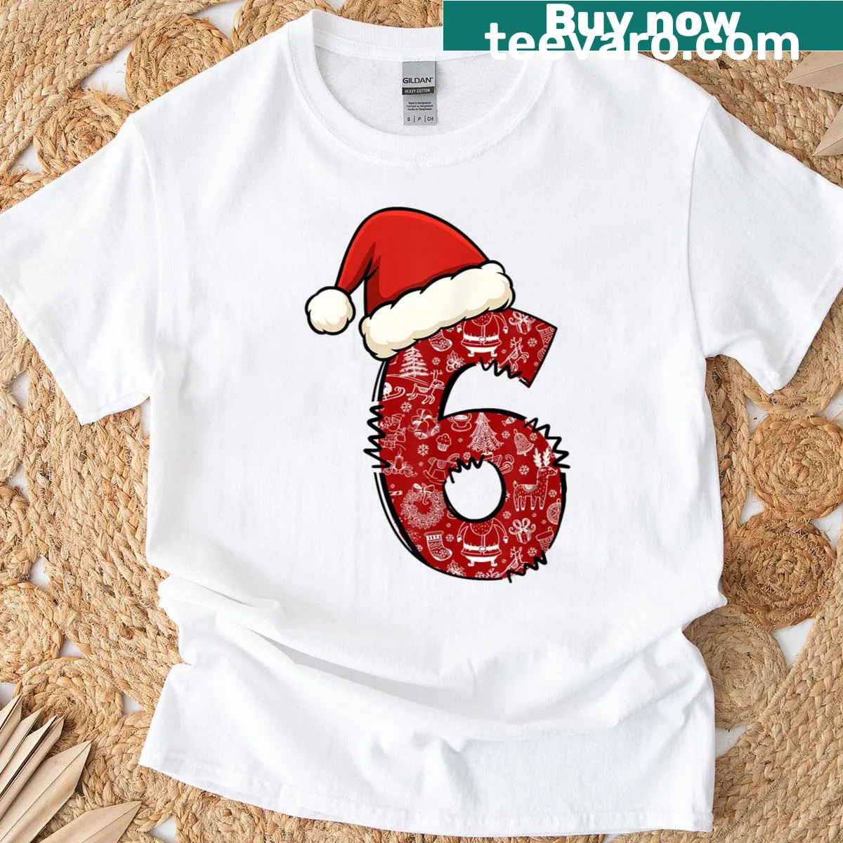 Couples Christmas t-shirt with a funny Santa hat design and meme text — on a men's t-shirt