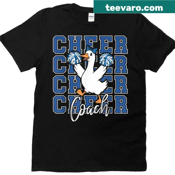 Playful goose with a bow graphic for cheerleading, humorously styled