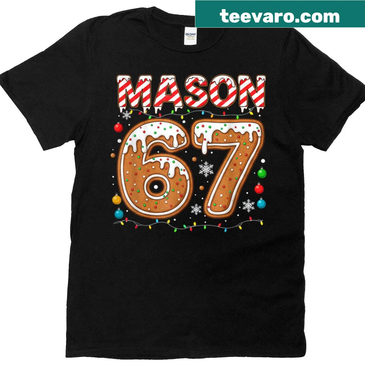 Holiday T-shirt with 'Mason 67' for Christmas fun — on a men's t-shirt
