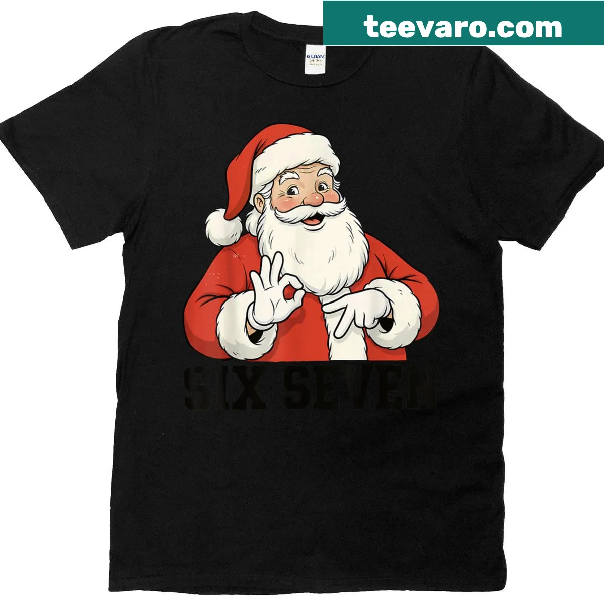Funny Christmas T-shirt featuring Santa and meme text — on a men's t-shirt