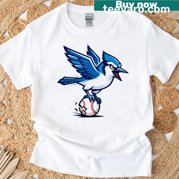 Toronto Blue Jay baseball T-shirt featuring fierce mascot design
