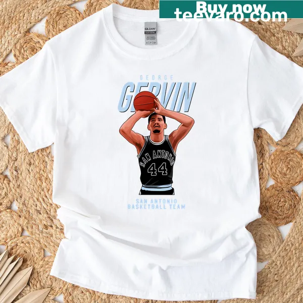 Illustration of George Gervin 44 on T-shirt