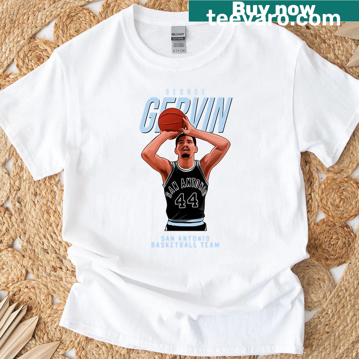 Illustration of George Gervin 44 on T-shirt — on a men's t-shirt