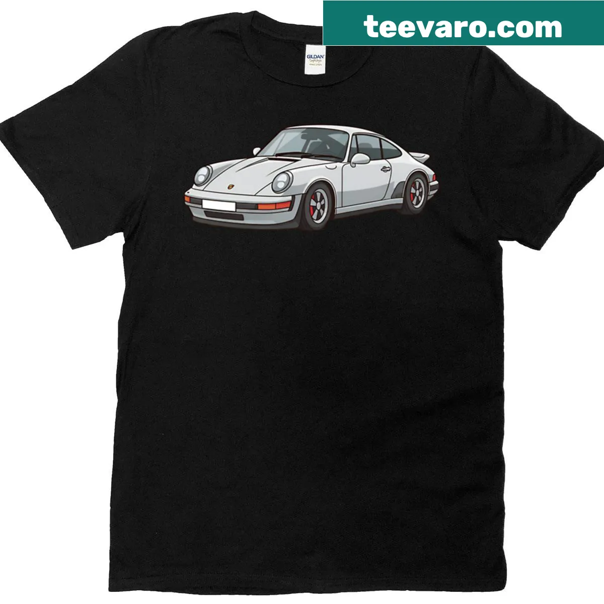 Cartoon German sports car graphic on a T-shirt — on a men's t-shirt