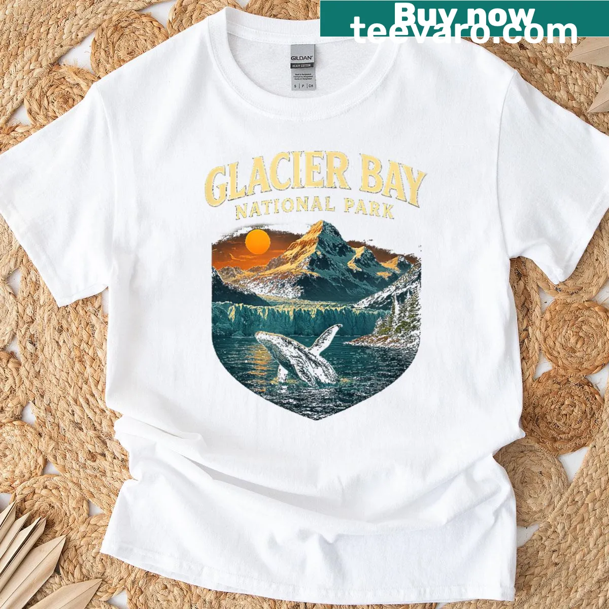 Scenic t-shirt featuring Glacier Bay National Park design — on a men's t-shirt