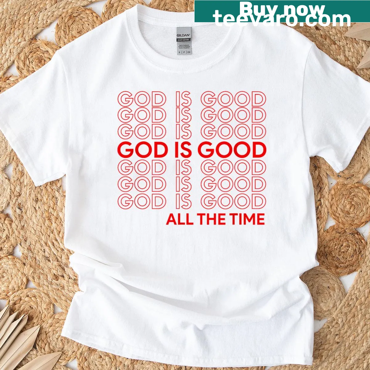 Inspirational faith t-shirt with Bible verse — on a men's t-shirt