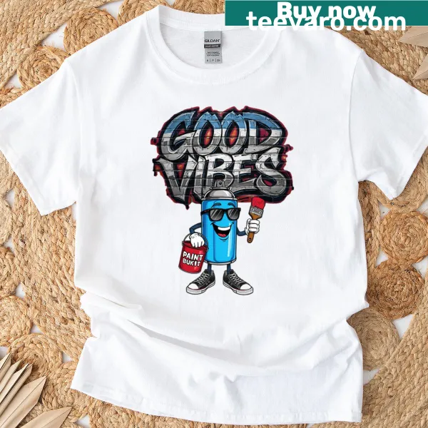 Whimsical painter illustration on a T-shirt