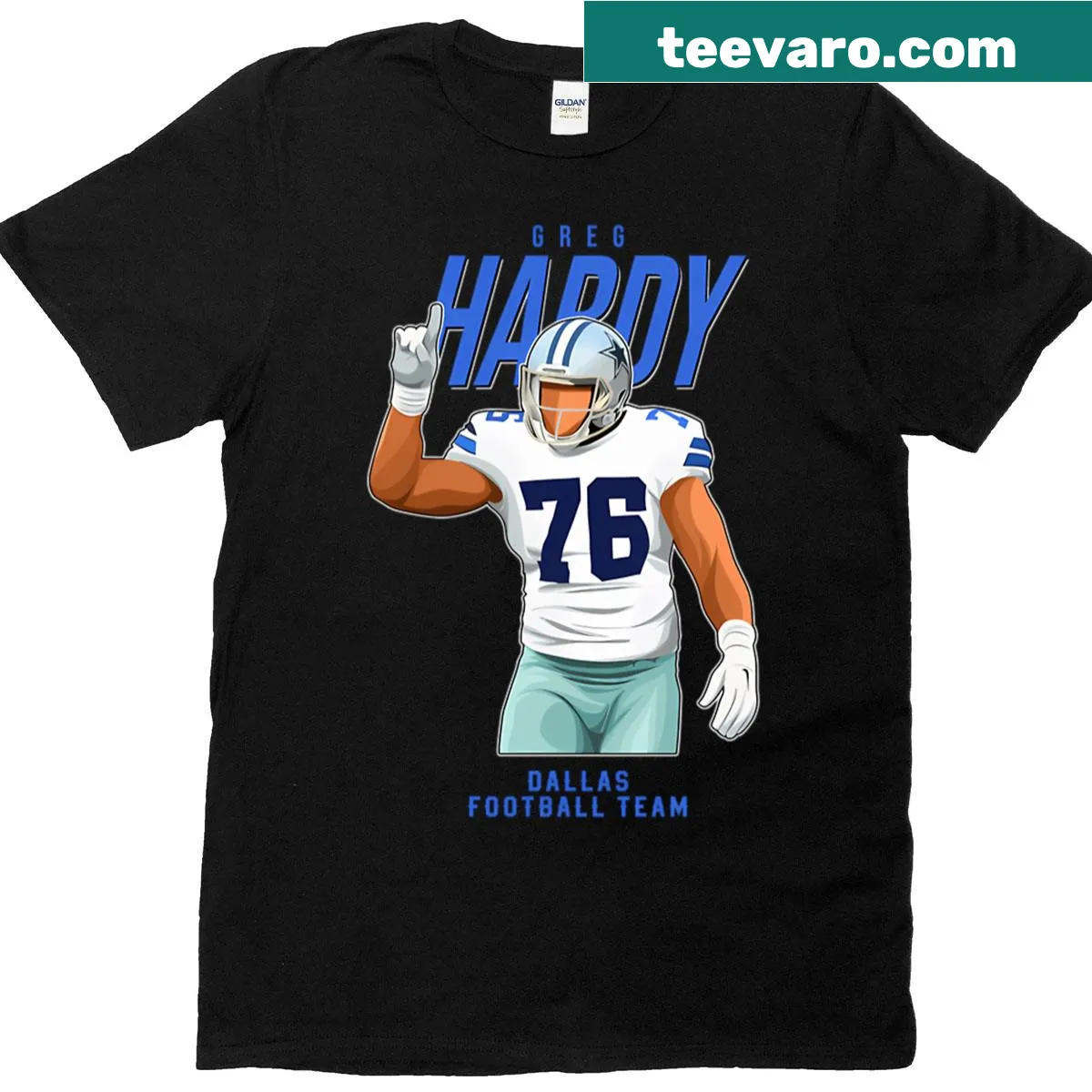 Vintage distressed Dallas football team T-shirt featuring Greg Hardy and number 76 — on a men's t-shirt
