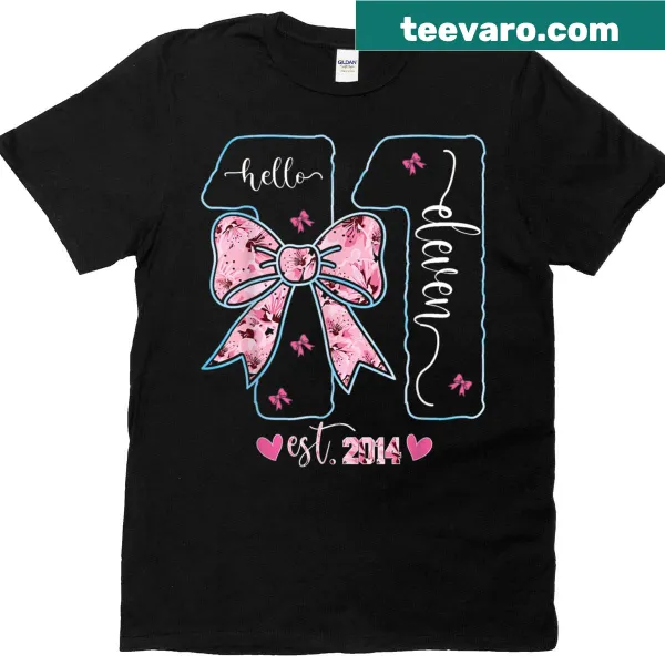 Cute t-shirt for an 11th birthday girl with coquette bow design