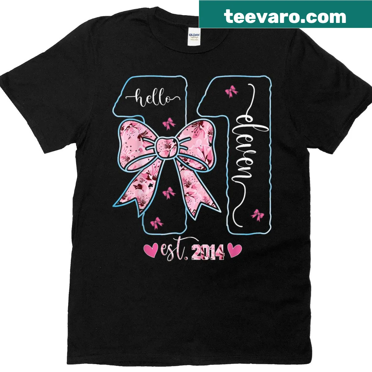 Cute t-shirt for an 11th birthday girl with coquette bow design — on a men's t-shirt