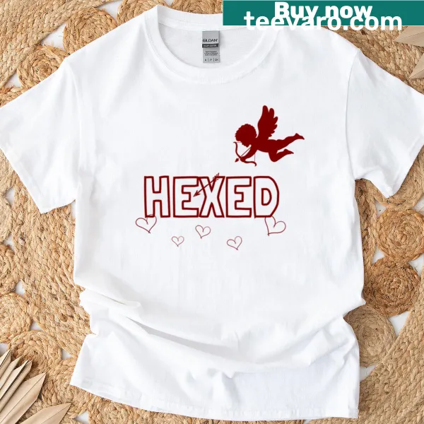 Gothic anti-valentine themed t-shirt with a cursed Cupid design