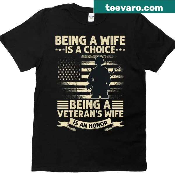 Patriotic t-shirt for veterans' wives with American flag design