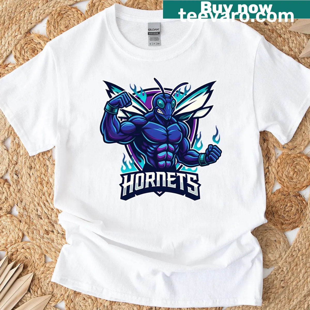 Hornets Basketball t-shirt with dynamic sports graphics — on a men's t-shirt