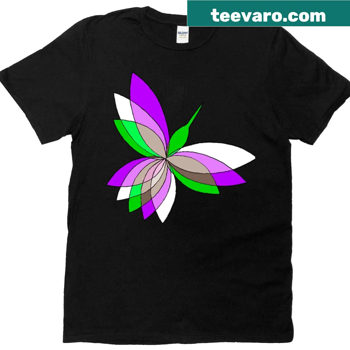Illustration of a hummingbird with floral accents on a t-shirt. — on a men's t-shirt