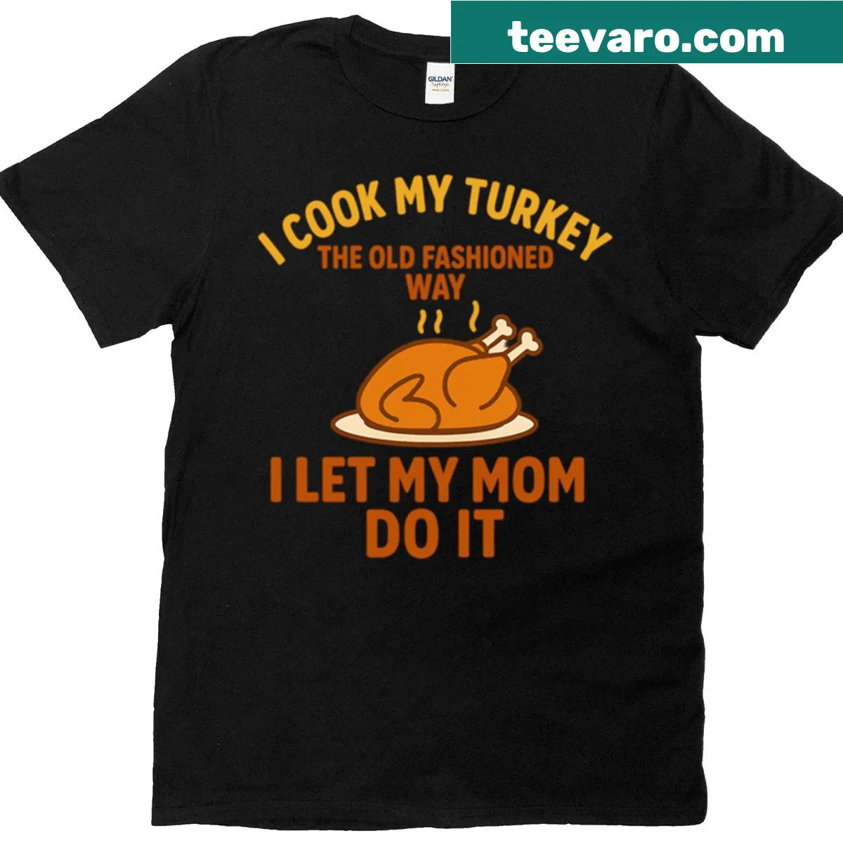 Funny T-shirt with Thanksgiving turkey cooking joke — on a men's t-shirt