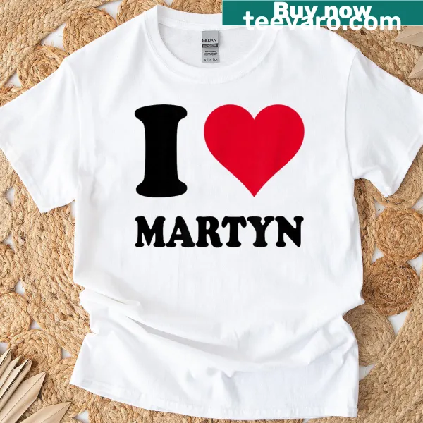 Typography t-shirt with 'I Love Martyn' text design