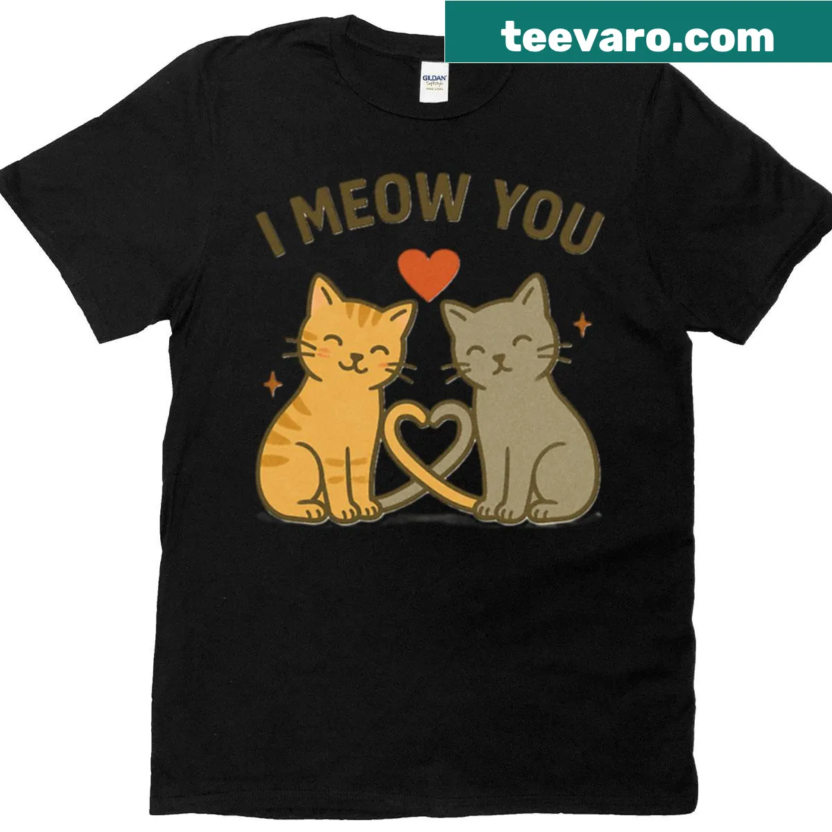 Cute cat-themed T-shirt with the text 'I Meow You' — on a men's t-shirt