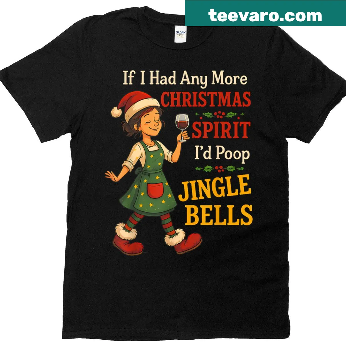 Funny Christmas T-shirt with jingle bells text. — on a men's t-shirt