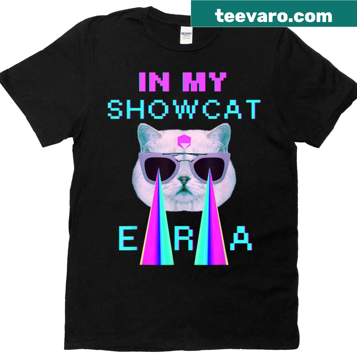Funny retro T-shirt about being in a showcat era for cat lovers. — on a men's t-shirt