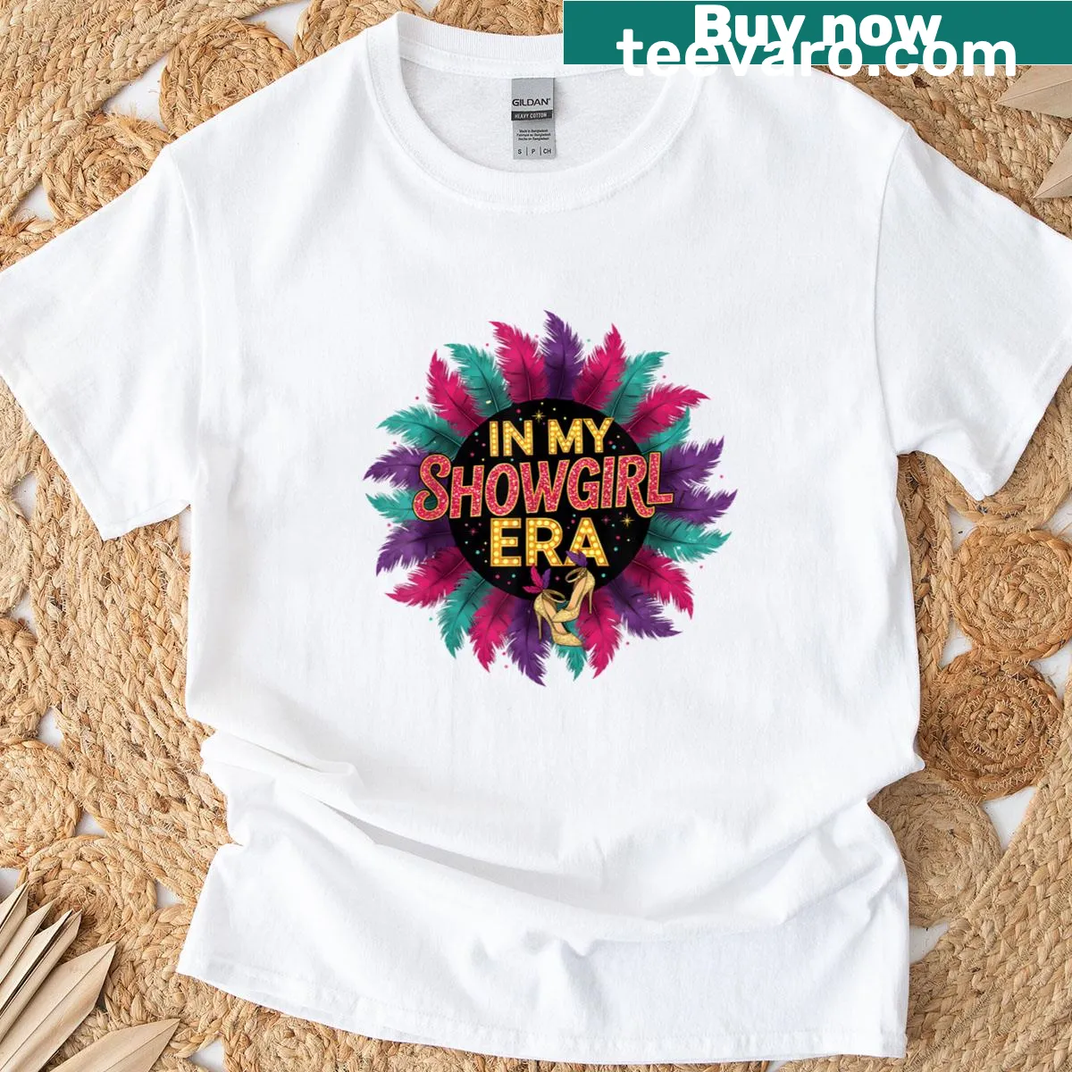 Cute t-shirt with text design 'In My Showgirl Era' — on a men's t-shirt