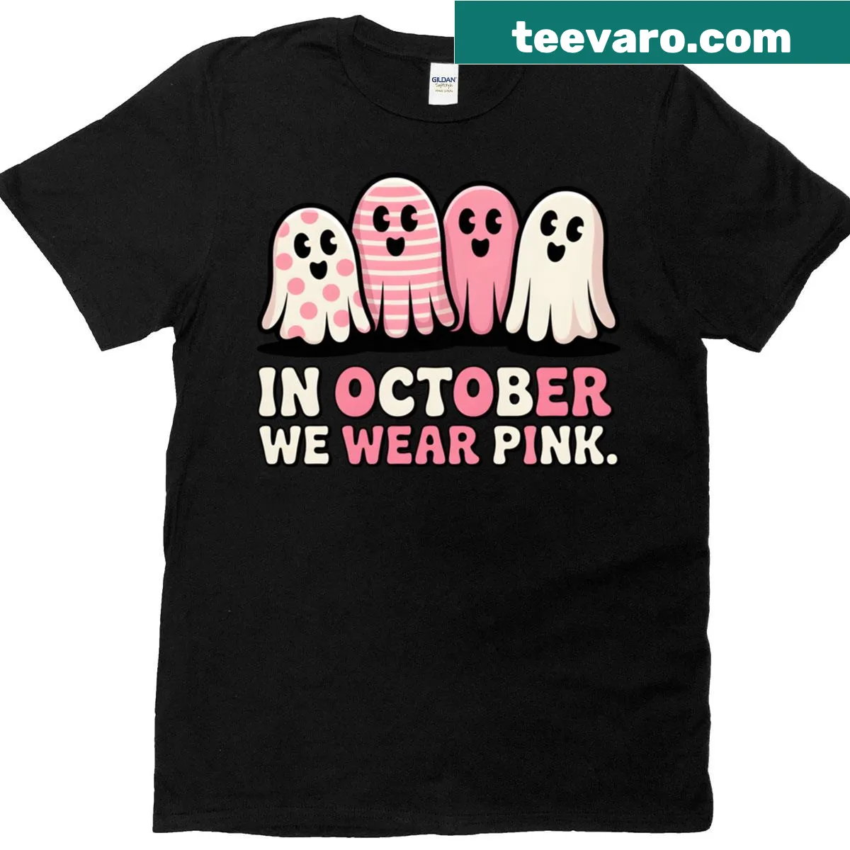 Cute ghost T-shirt promoting awareness with Halloween spirit — on a men's t-shirt