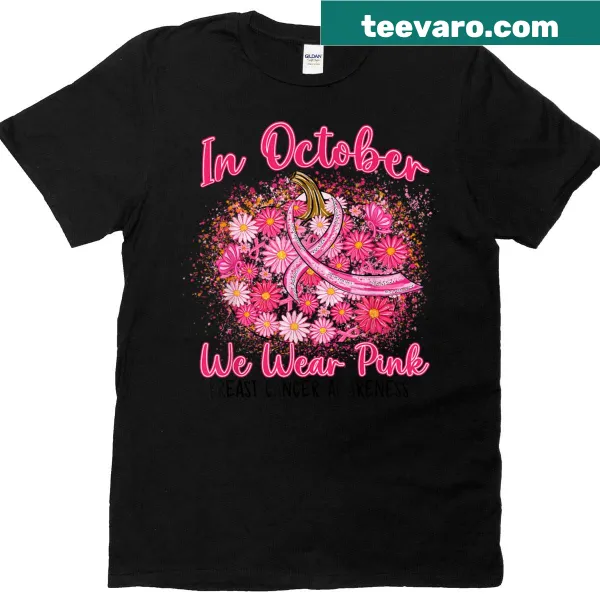 Floral pumpkin graphic t-shirt for Breast Cancer Awareness Month
