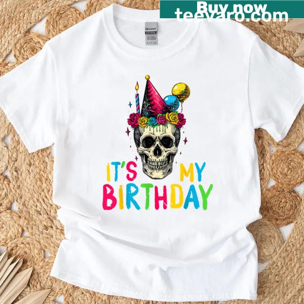 Funny birthday t-shirt with skeleton design for Halloween