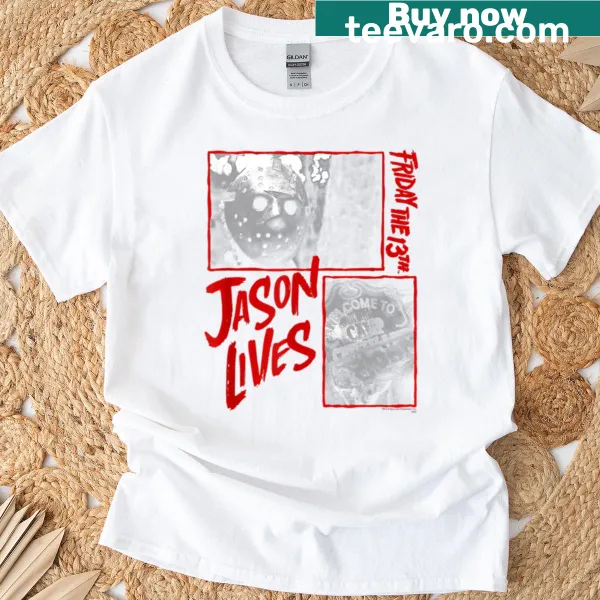 Vintage distressed T-shirt with a red grid design inspired by Jason.