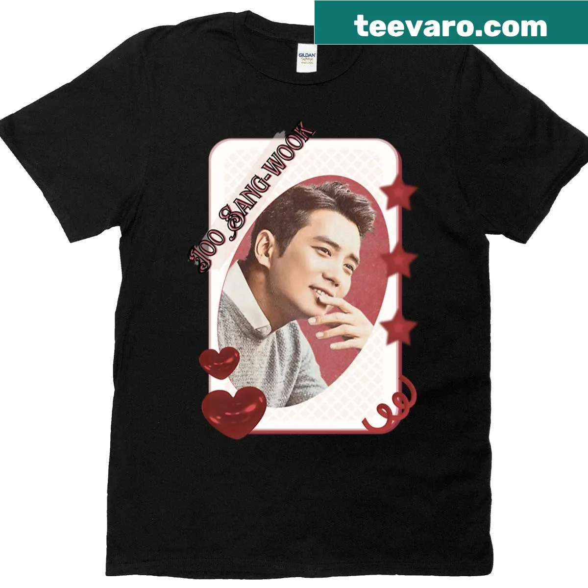 Artistic T-shirt with a Japanese Kitsune mask illustration — on a men's t-shirt
