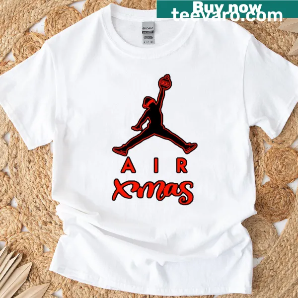 Playful design merging Christmas and basketball themes.