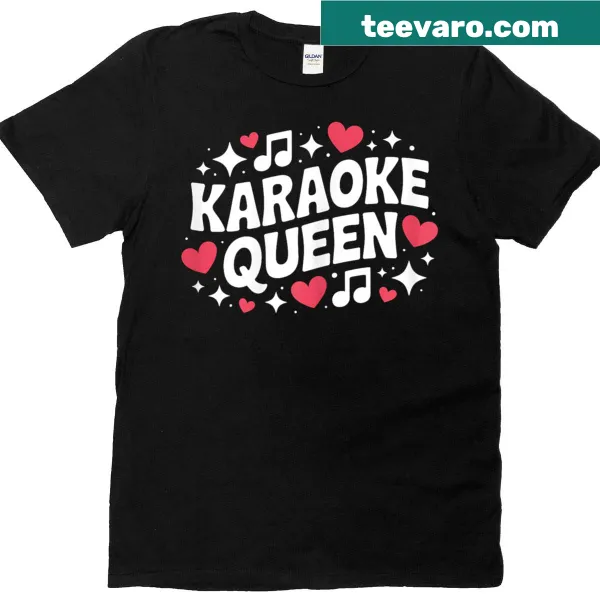 Cute Karaoke Queen t-shirt with a playful singing graphic