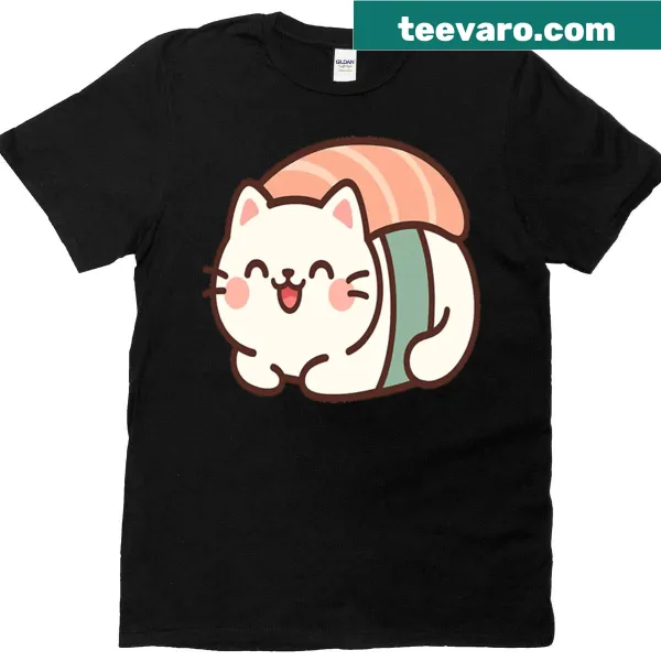 Cute T-shirt with a kawaii sushi cat design