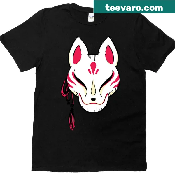 T-shirt featuring an illustrated kitsune mask, symbolizing Japanese folklore